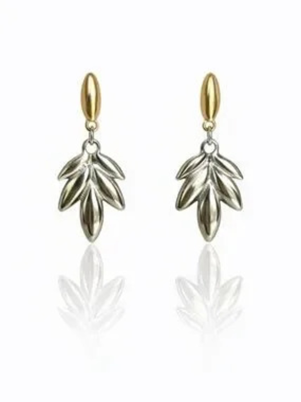 Gold and Silver Leaf Drop Earrings